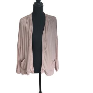 Babaton Aritzia Dusty Rose Open Front Cardigan Viscose Pocket Sweater XXS 48162